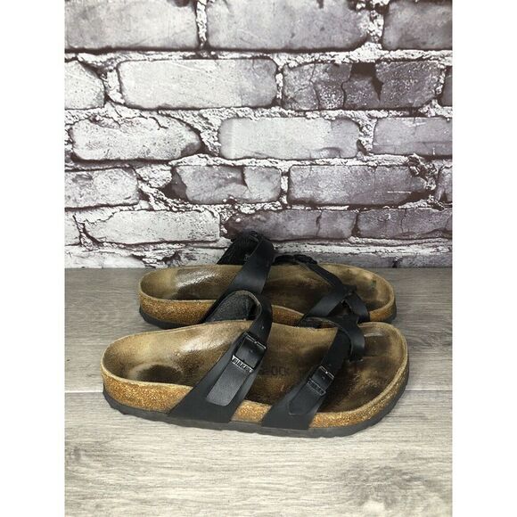 Birkenstock Mayari Black Leather Strappy Toe Post Sandals Women Sz 39EU/8.5M US - Picture 12 of 16